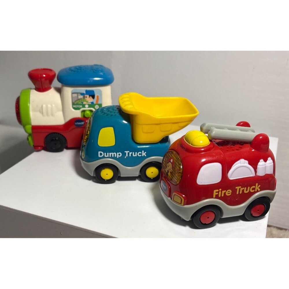 VTech Go! Go! Smart Wheels Toy Vehicles Set Train Firetruck Dumptruck Set of 3